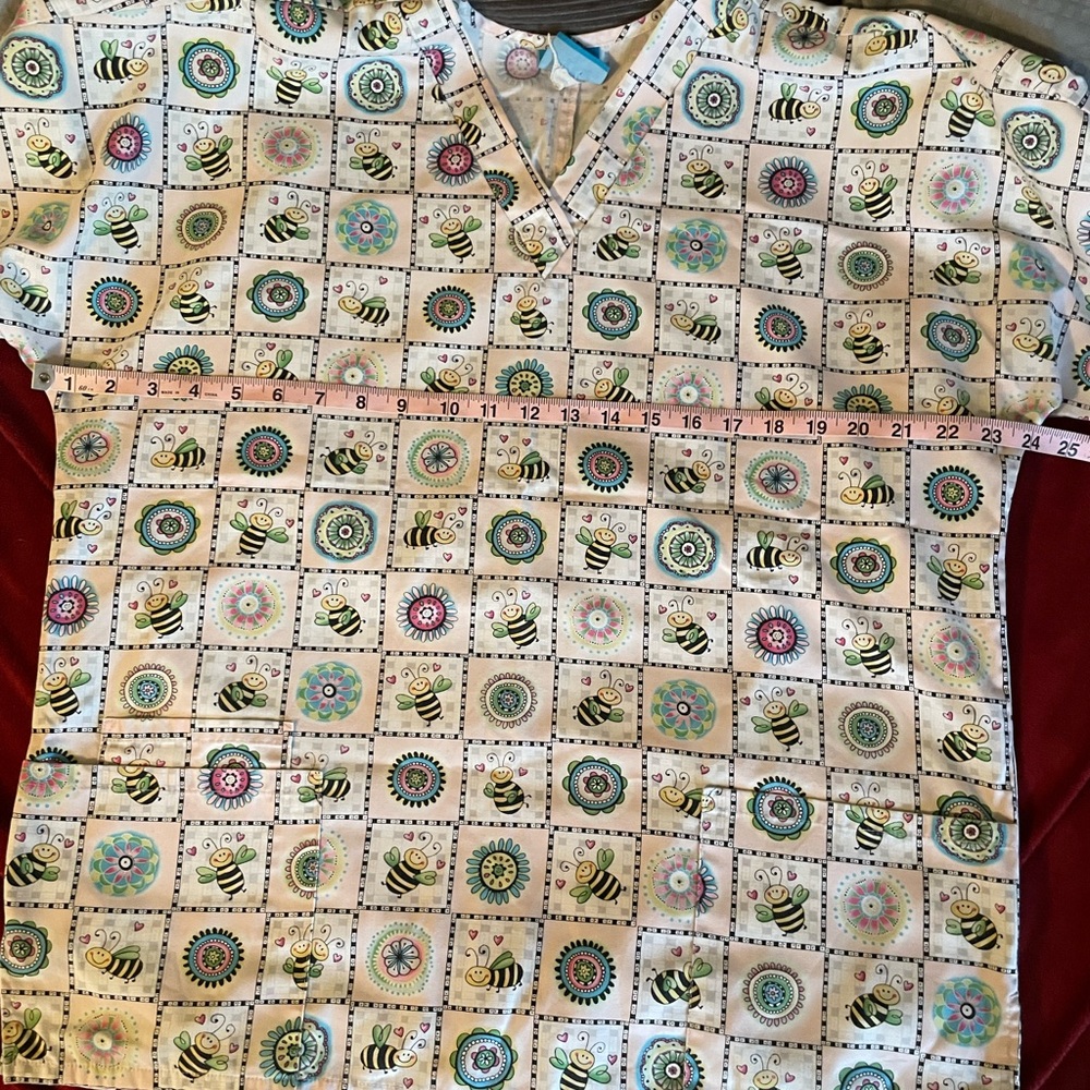 Colorful Patterned Scrub Top - Picture 3 of 4